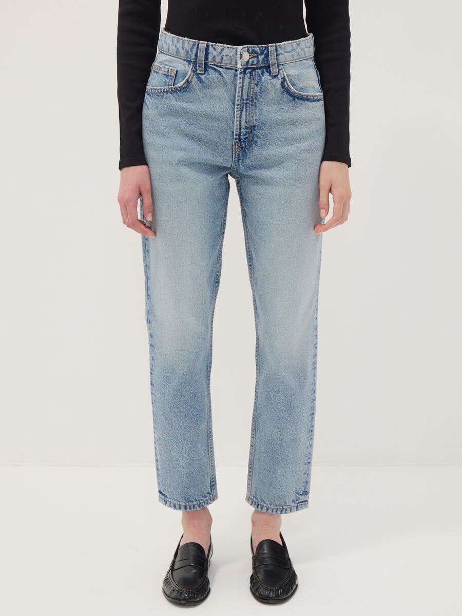 High-waisted pure cotton mom-fit denim jeans_1