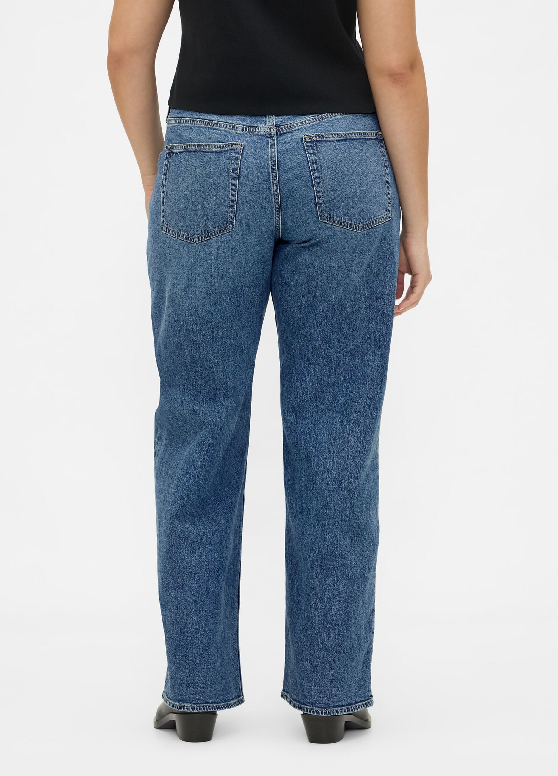 Wide-leg stretch denim jeans
