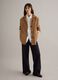 Brown genuine leather regular fit blazer with buttons_1