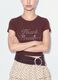 Brown fitted stretch-cotton T-shirt with rhinestone embellishments_3