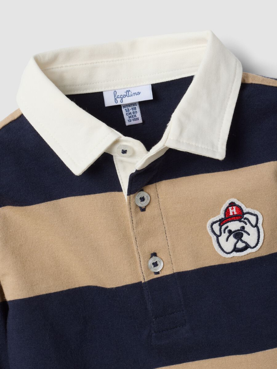 Blue striped polo shirt in pure organic cotton for baby boy_2