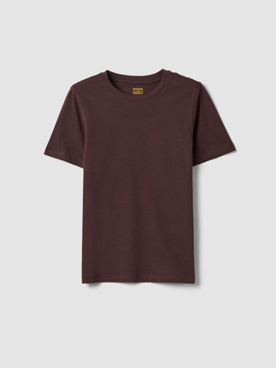 T-shirt marrone in puro cotone organico a girocollo regular fit_4