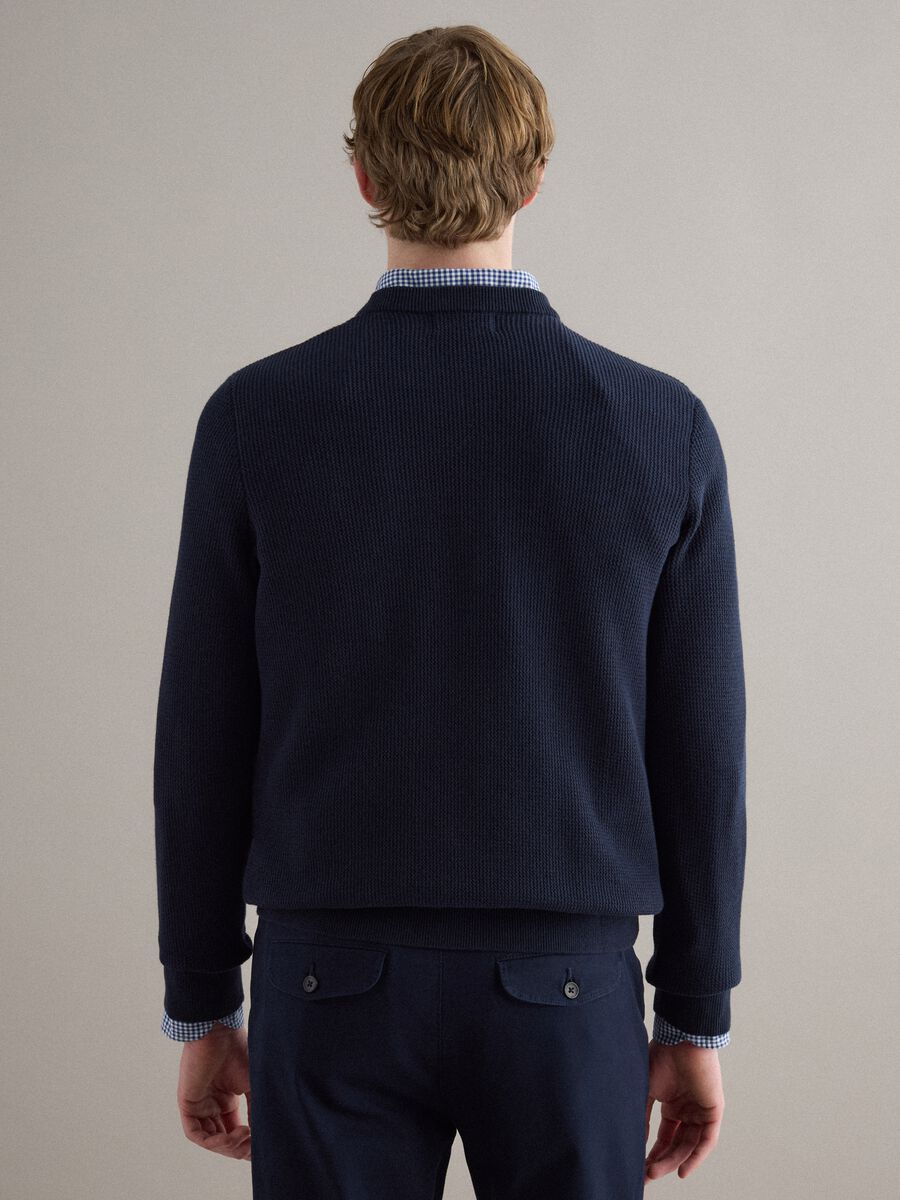 Blue Crewneck Sweater in Pure Cotton Regular Fit_2