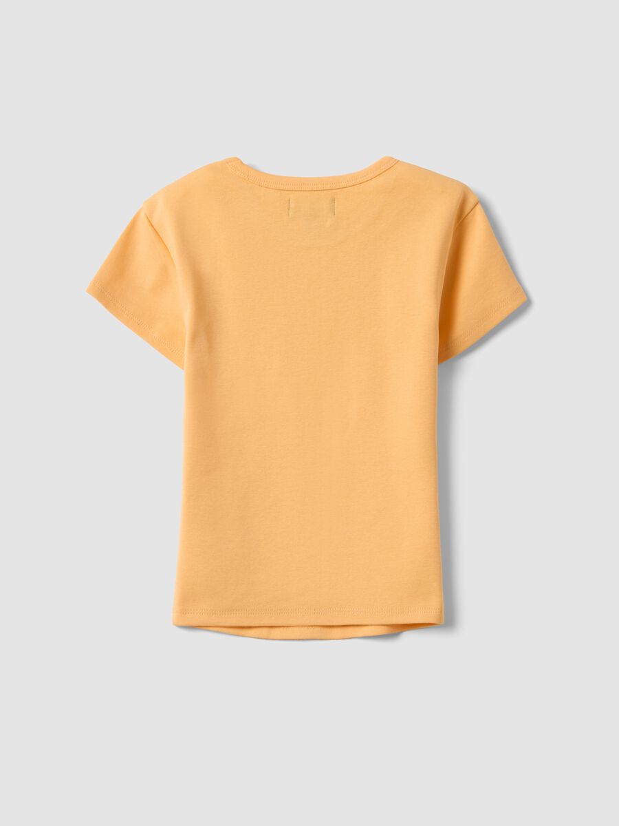 T-shirt fitted in cotone elasticizzato arancione da ragazza_4