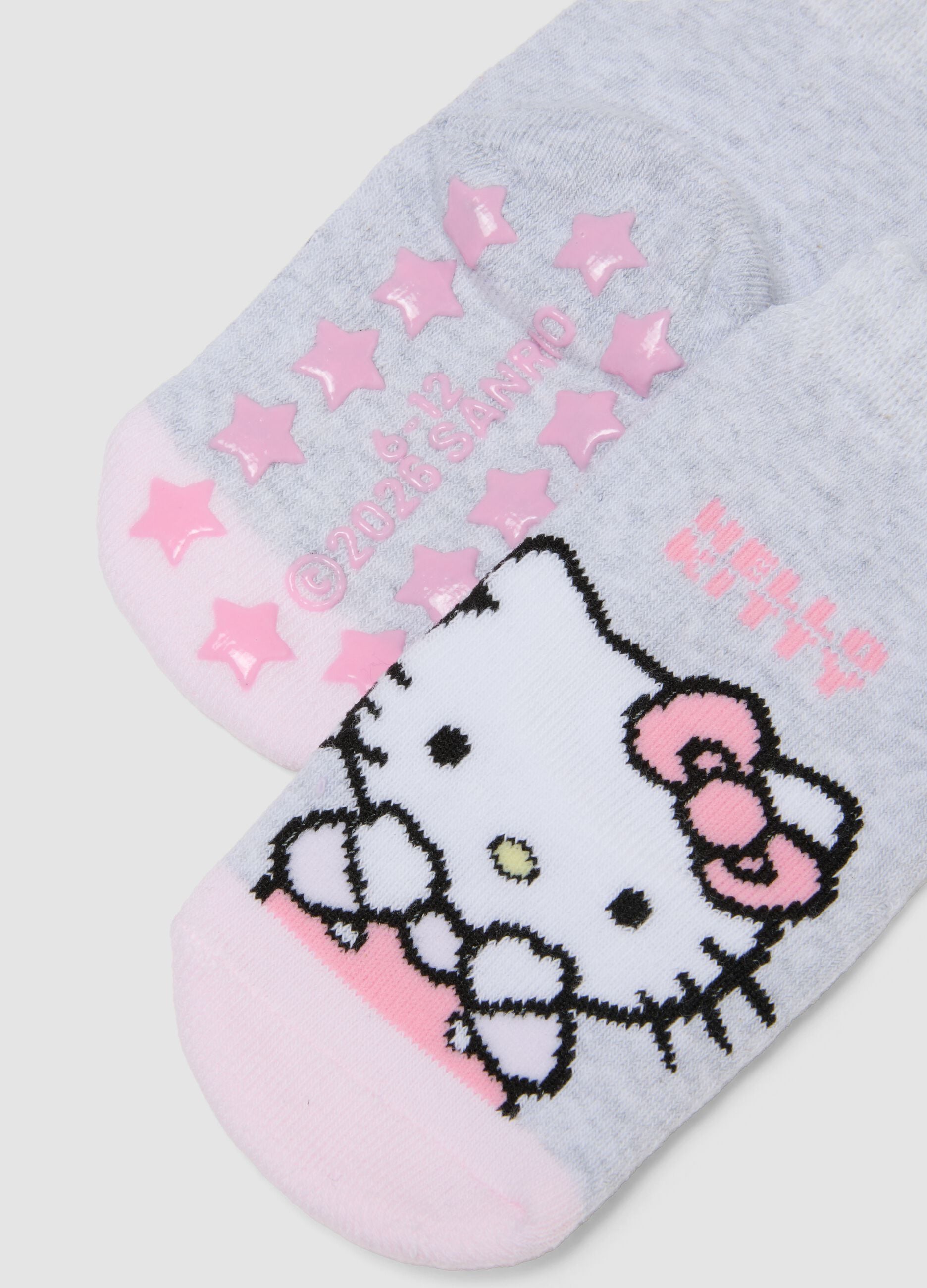 2-pack of pink anti-slip Hello Kitty socks in stretchy organic cotton