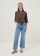 Brown long-sleeve regular fit shirt with band collar_1