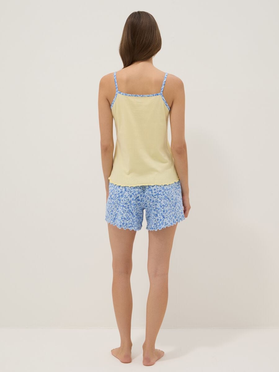 Yellow organic cotton pyjamas with thin-strap top_2