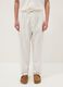White linen-cotton blend trousers with elasticated waistband_1