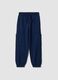 Blue organic cotton jogger trousers with cargo pockets for boys_0