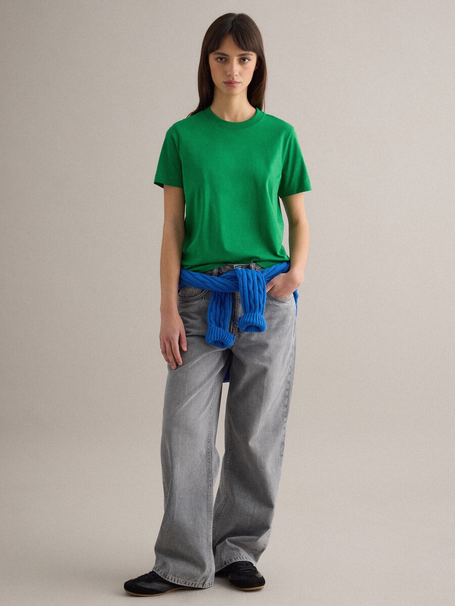Regular Fit Green Crew Neck Cotton T-shirt_1