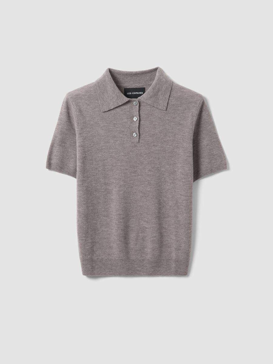 Taupe-grey pure wool polo-collar jumper, regular fit_4