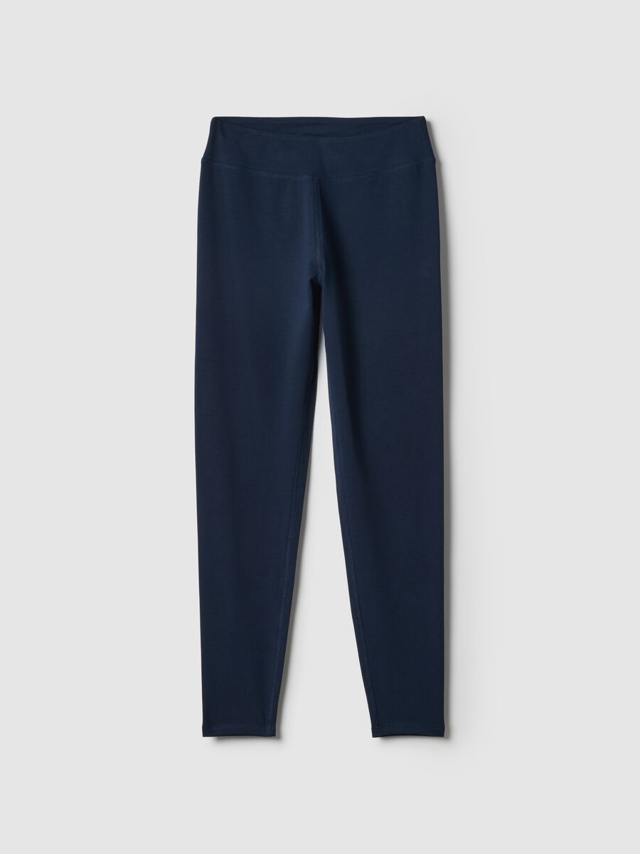 Blue slim-fit stretch cotton leggings_4