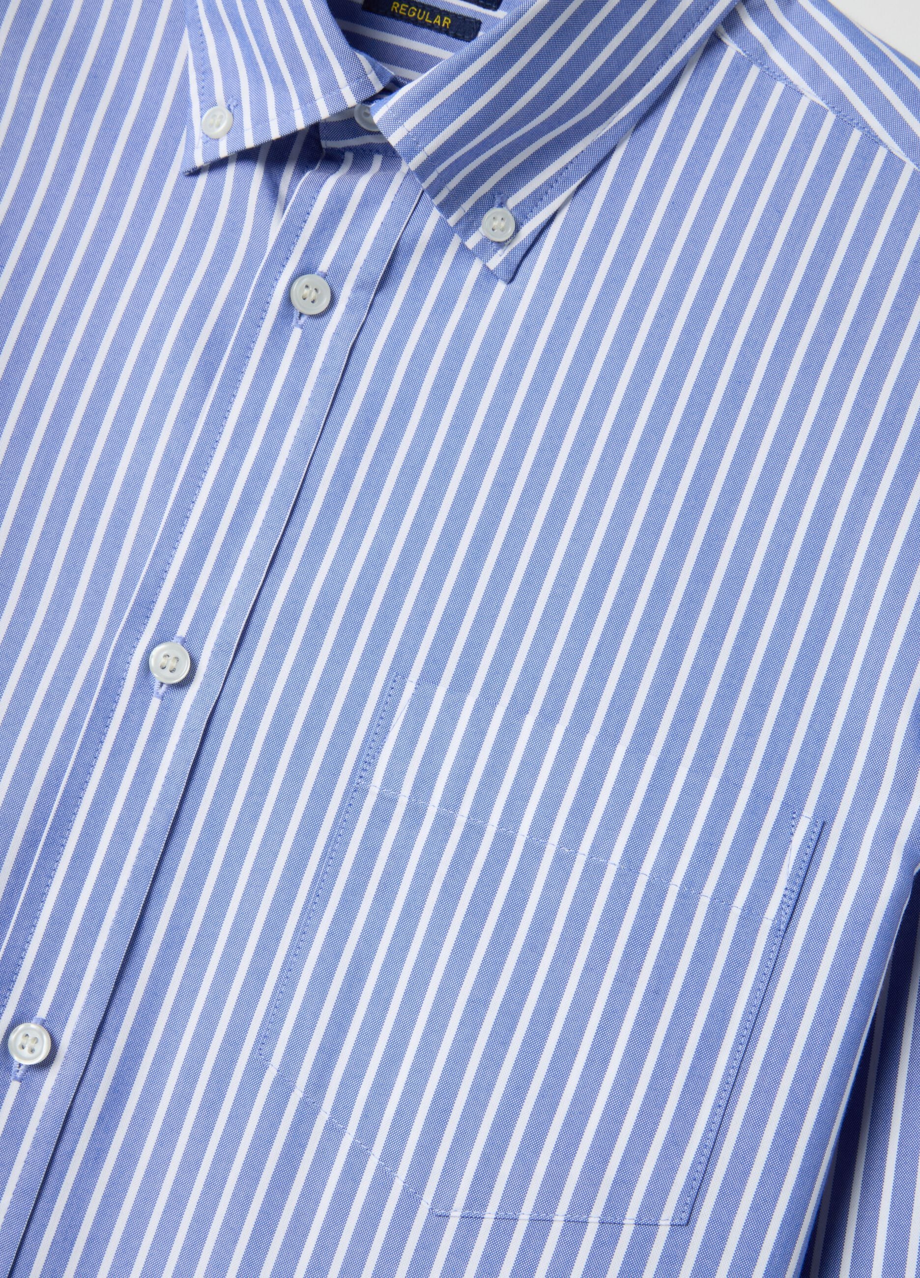 Multicolour striped cotton blend shirt with regular fit