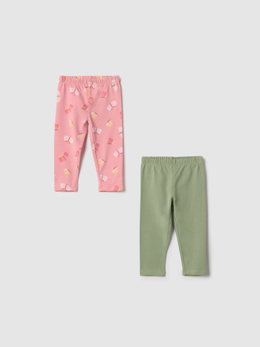 Bipack leggings in cotone elasticizzato multicolor da bimba slim fit_0
