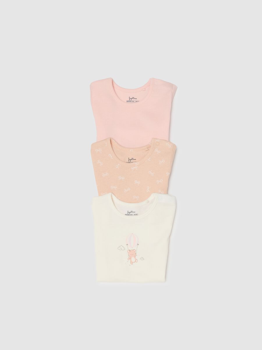 Tripack body in puro cotone multicolor maniche corte per neonati_3