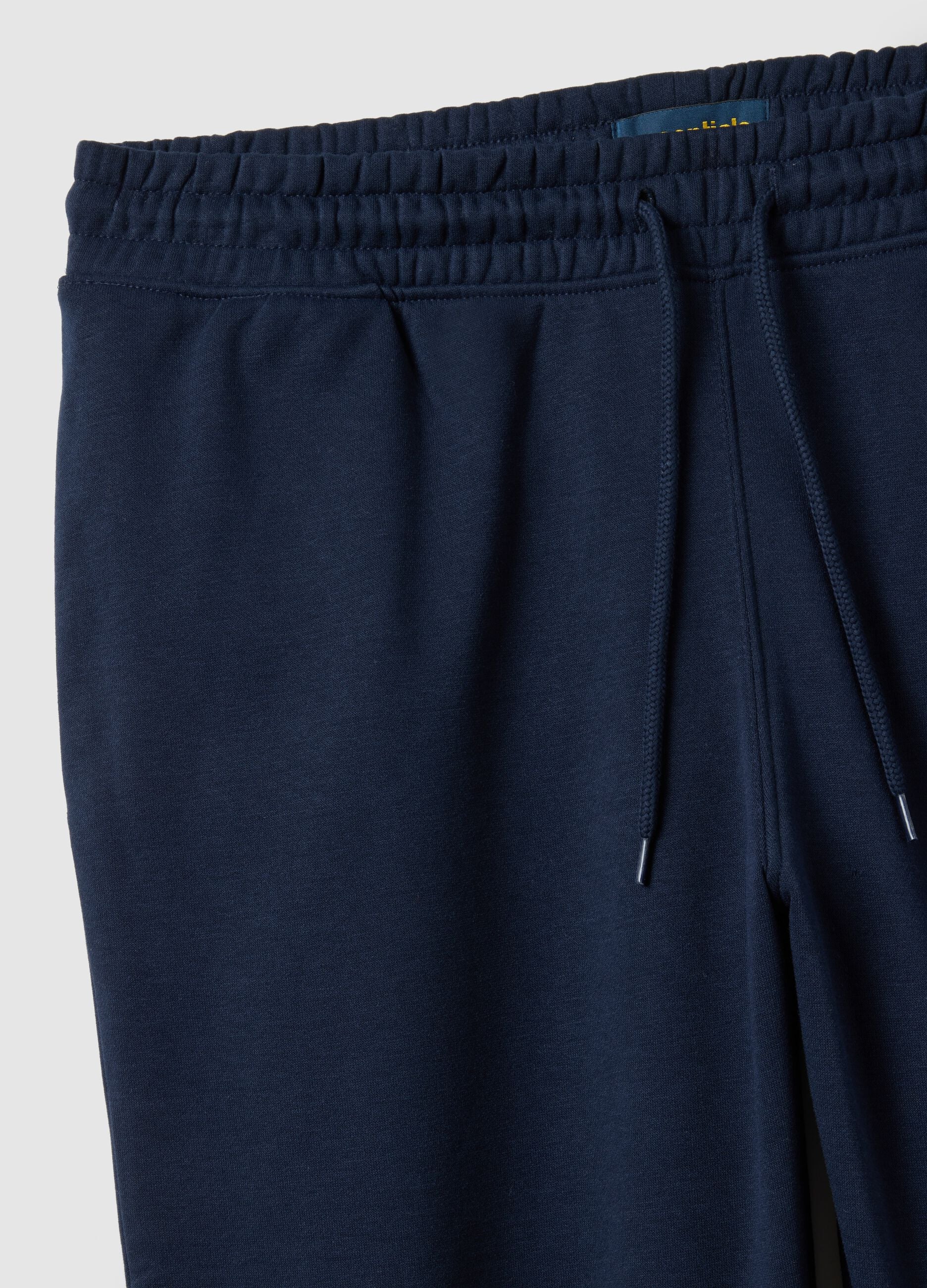 Blue cotton blend jogger trousers with regular fit