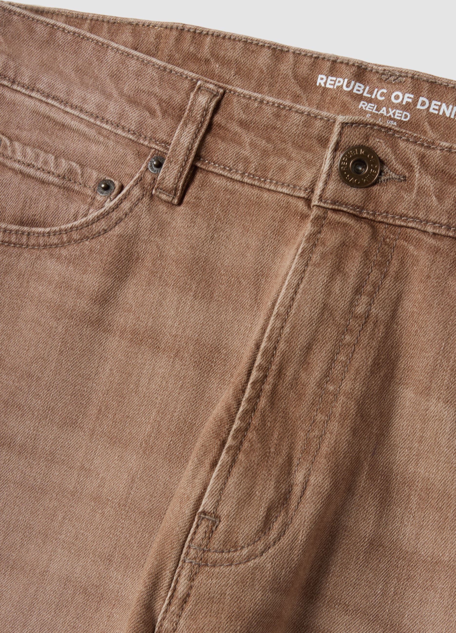 Brown denim jeans in stretch cotton, relaxed fit