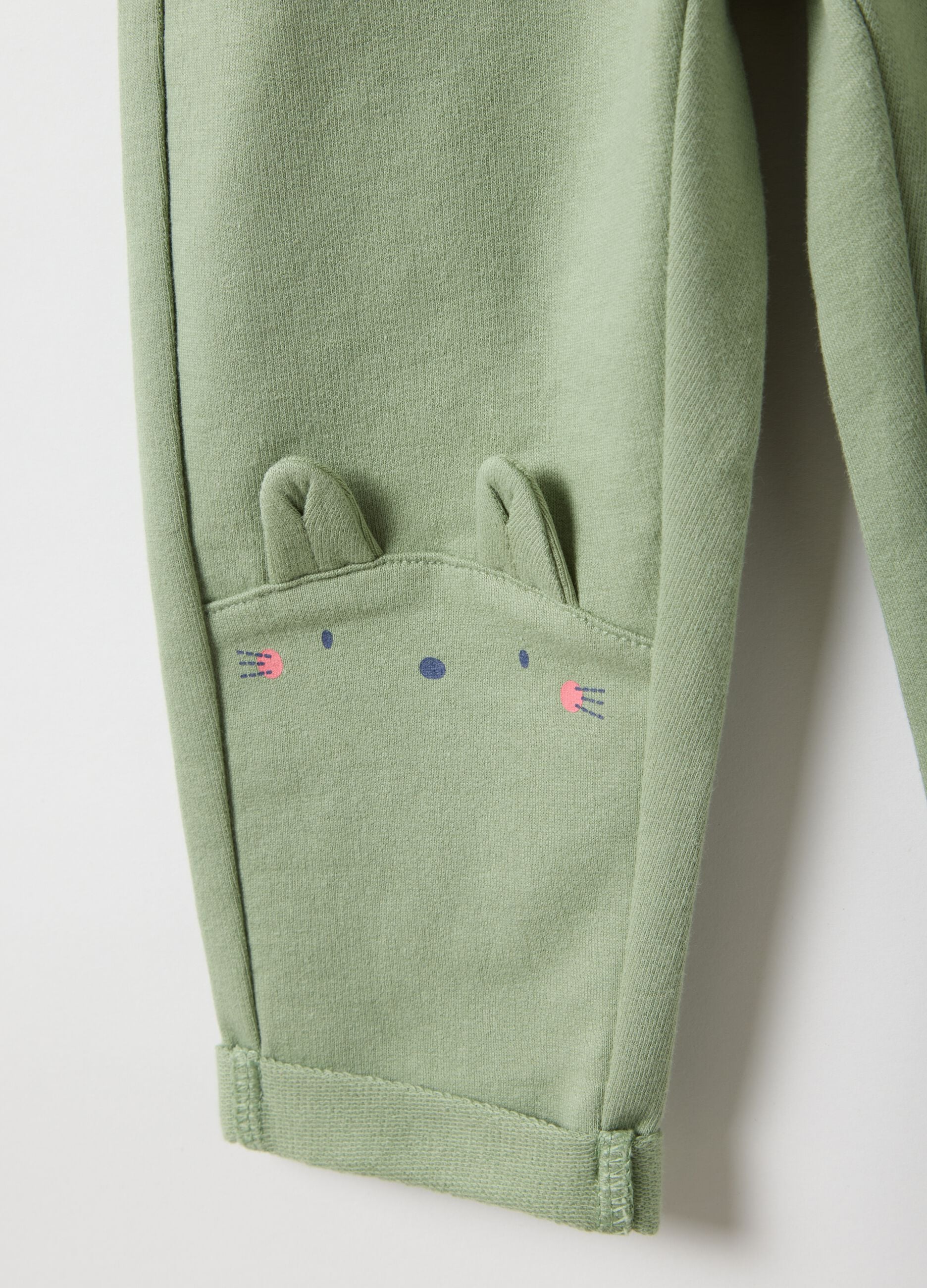 Girls' green slim fit stretch cotton trousers