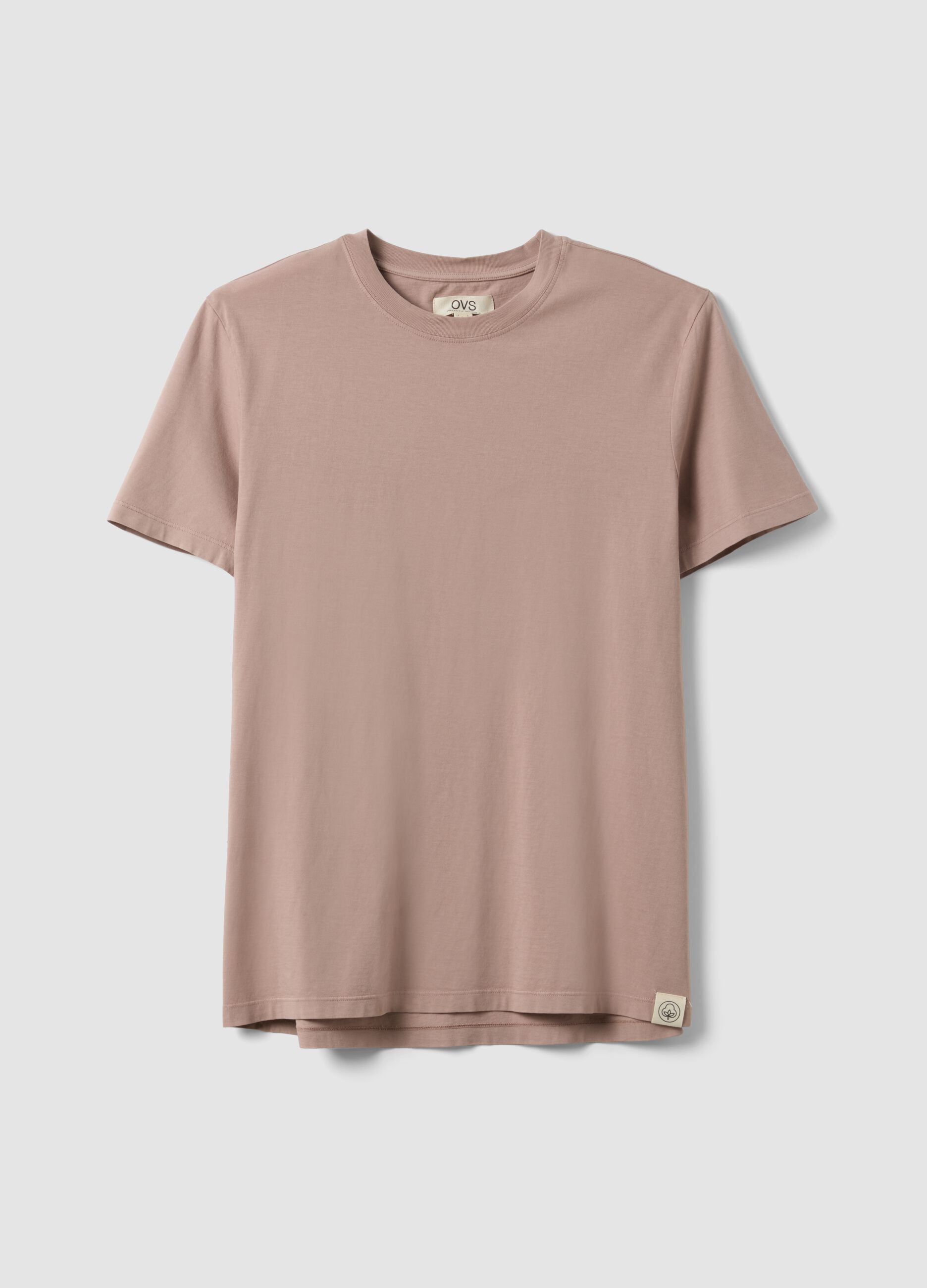 Pink pure cotton short-sleeve regular-fit T-shirt