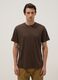 Brown regular fit crew neck T-shirt in pure cotton_0