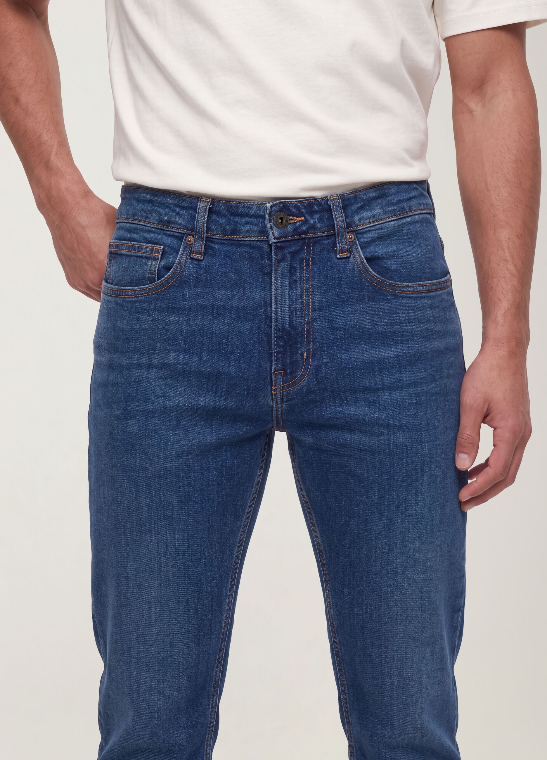 Blue slim-fit stretch cotton jeans