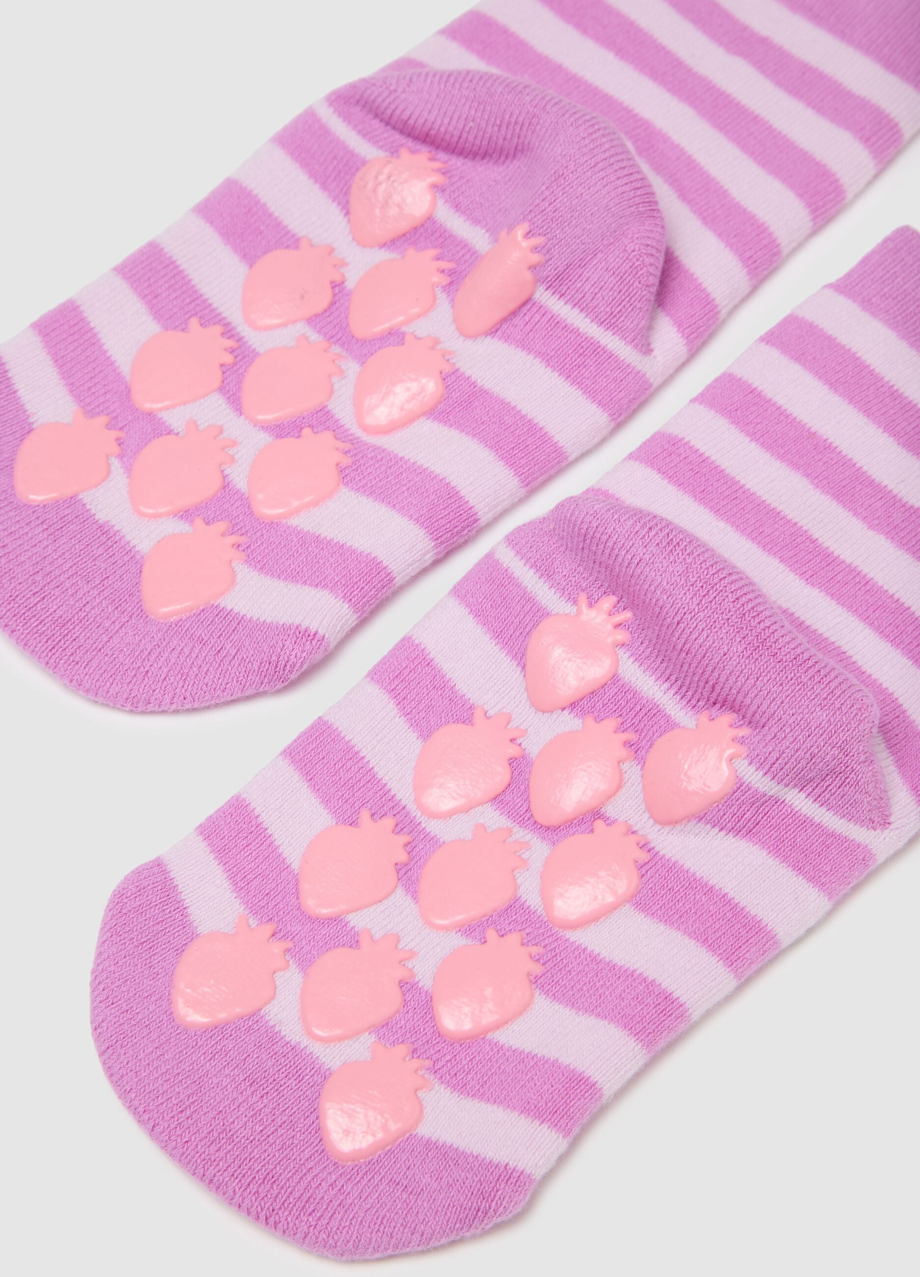 Girl's short multicolour striped cotton blend socks with print