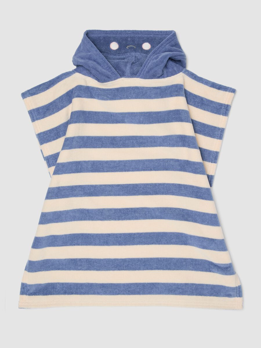 Poncho da spiaggia in puro cotone a righe multicolor da neonato_0