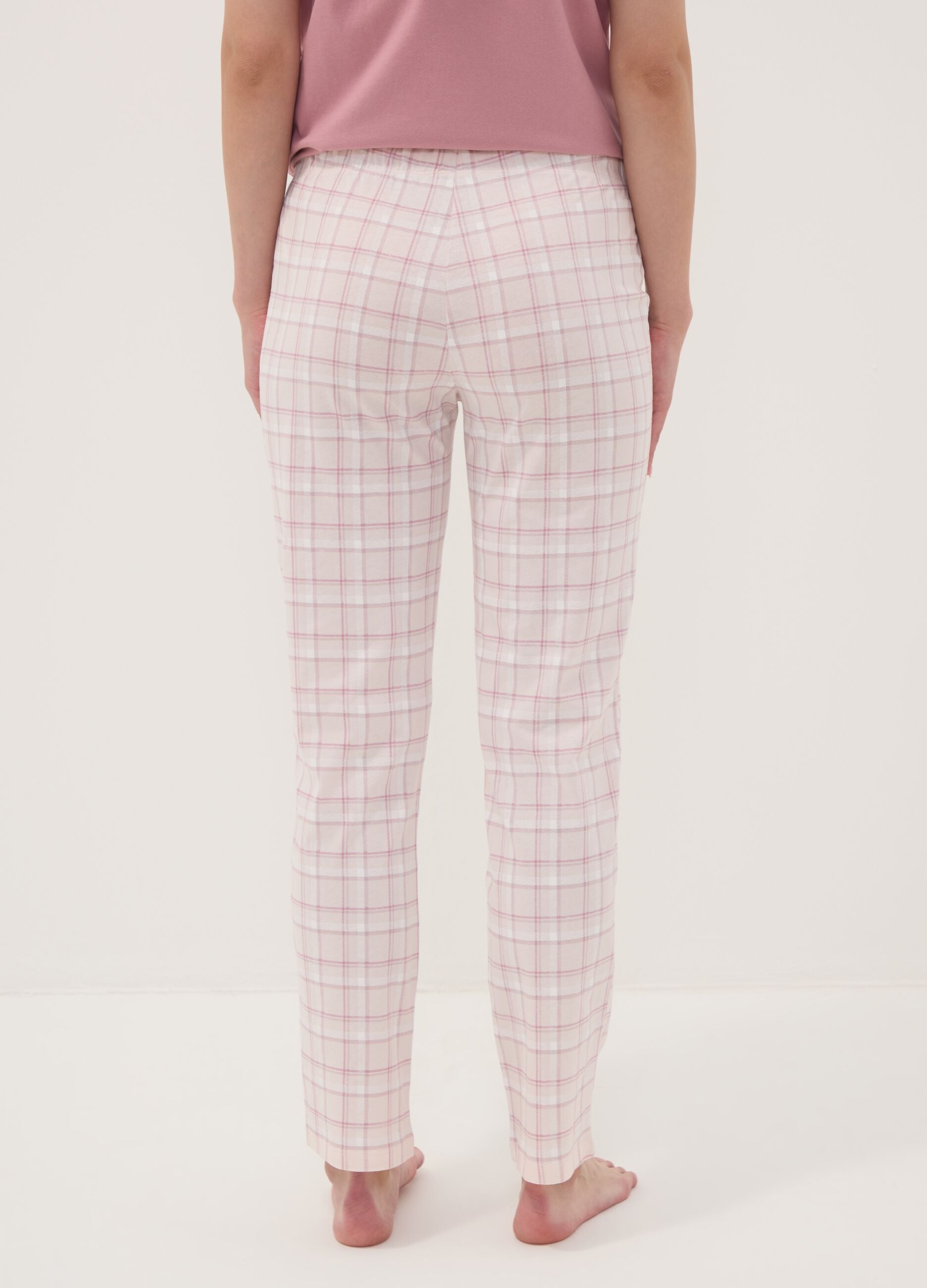 Multicolour pure organic cotton check pyjama trousers