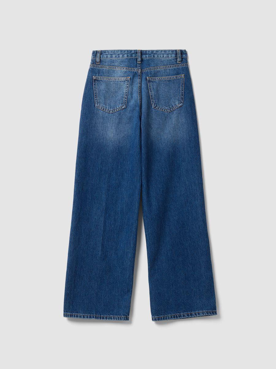 Blue denim straight-fit jeans in pure cotton_6
