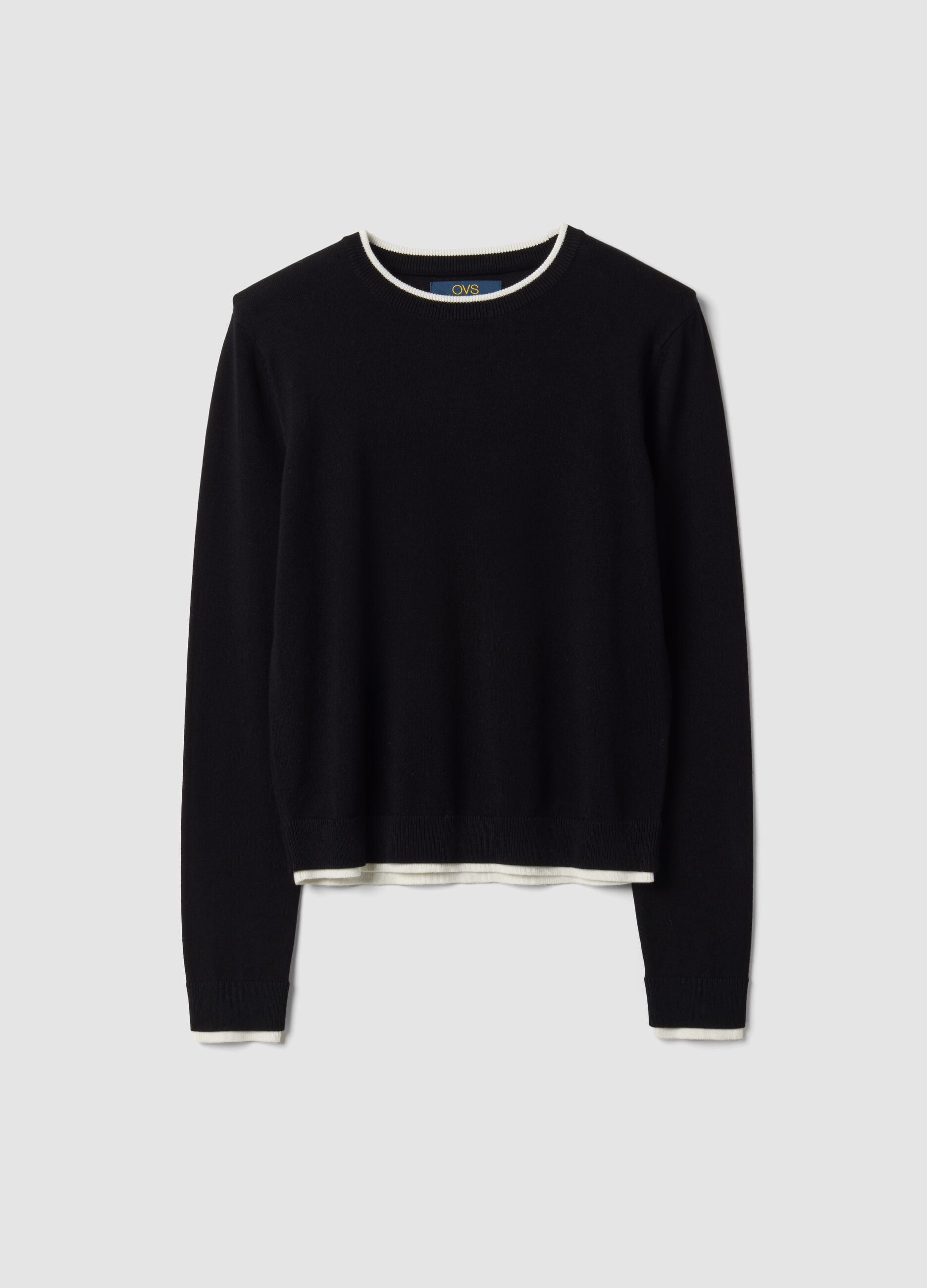 Black long-sleeved viscose-blend top