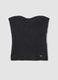 Grey rib-knit bandeau top in wool blend_4