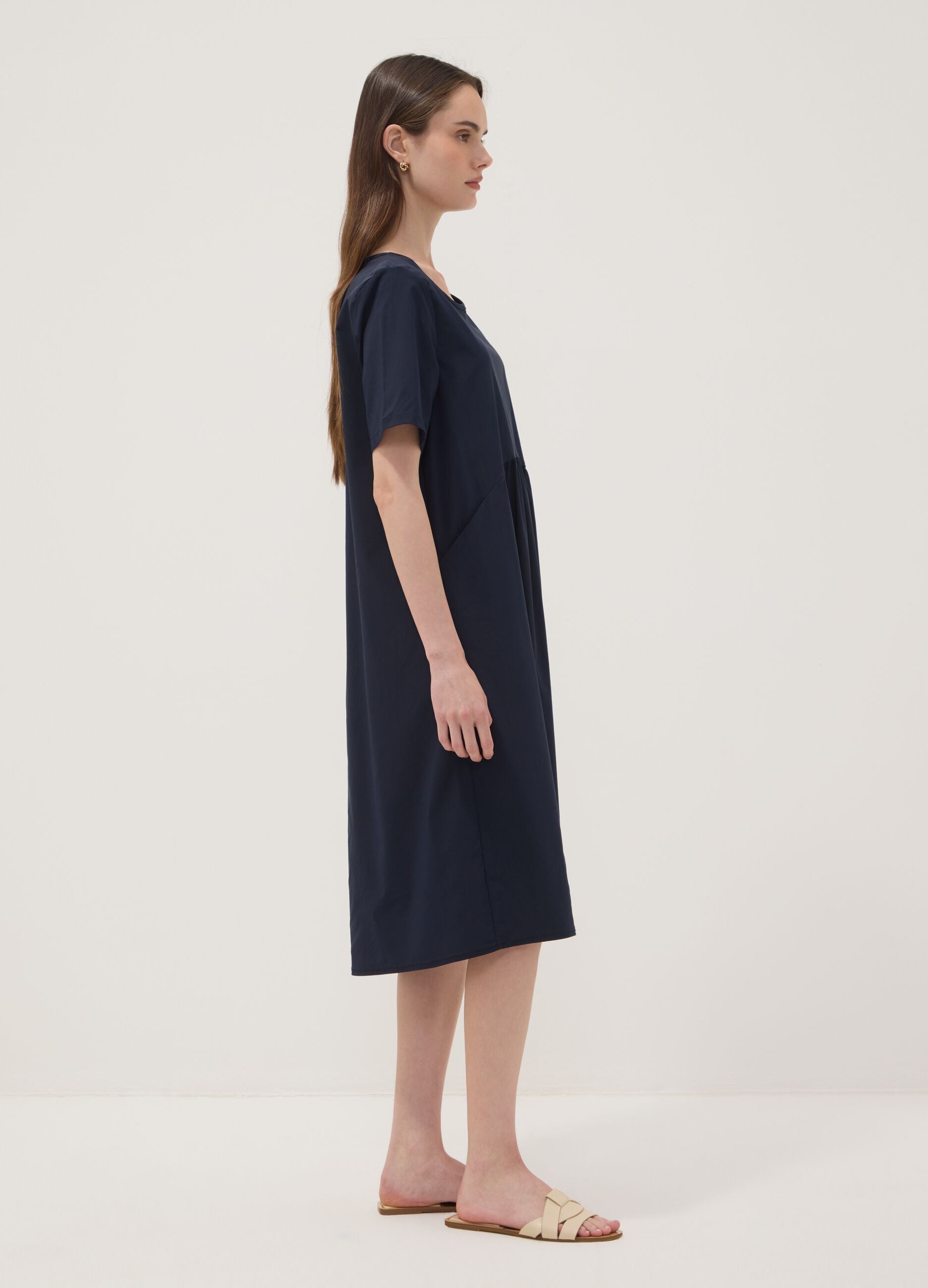 Blue midi dress in stretch viscose, regular fit