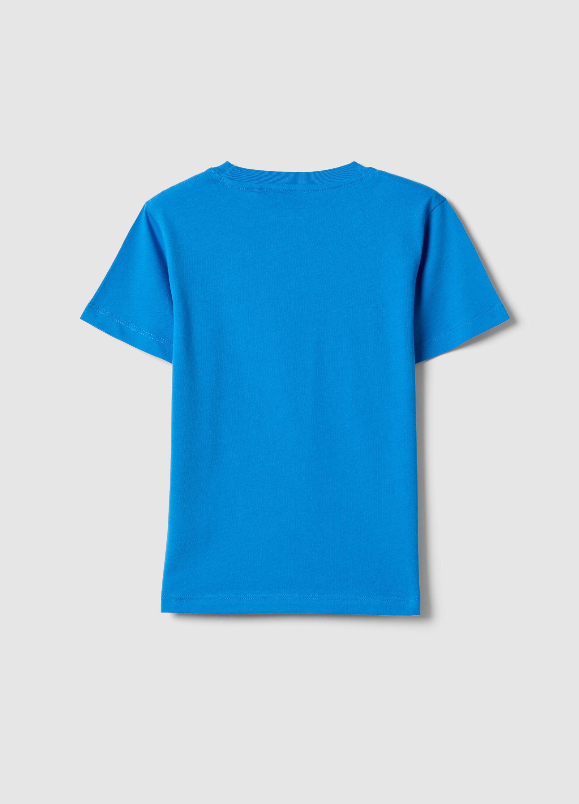 Sky blue pure cotton kids&rsquo; T-shirt, regular fit