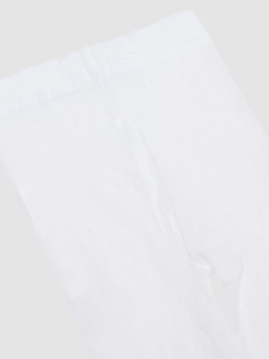 Girls' White Pure Cotton Tights Regular Fit_1