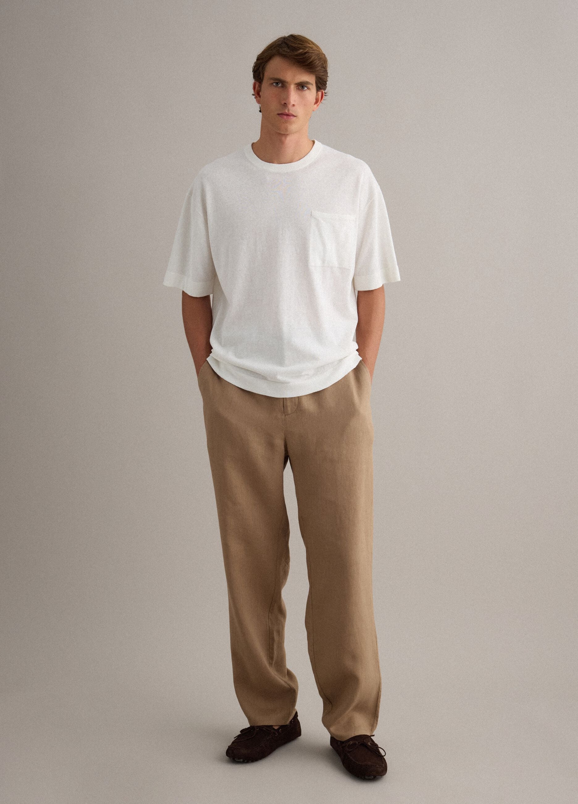 White pure cotton short-sleeve regular-fit T-shirt