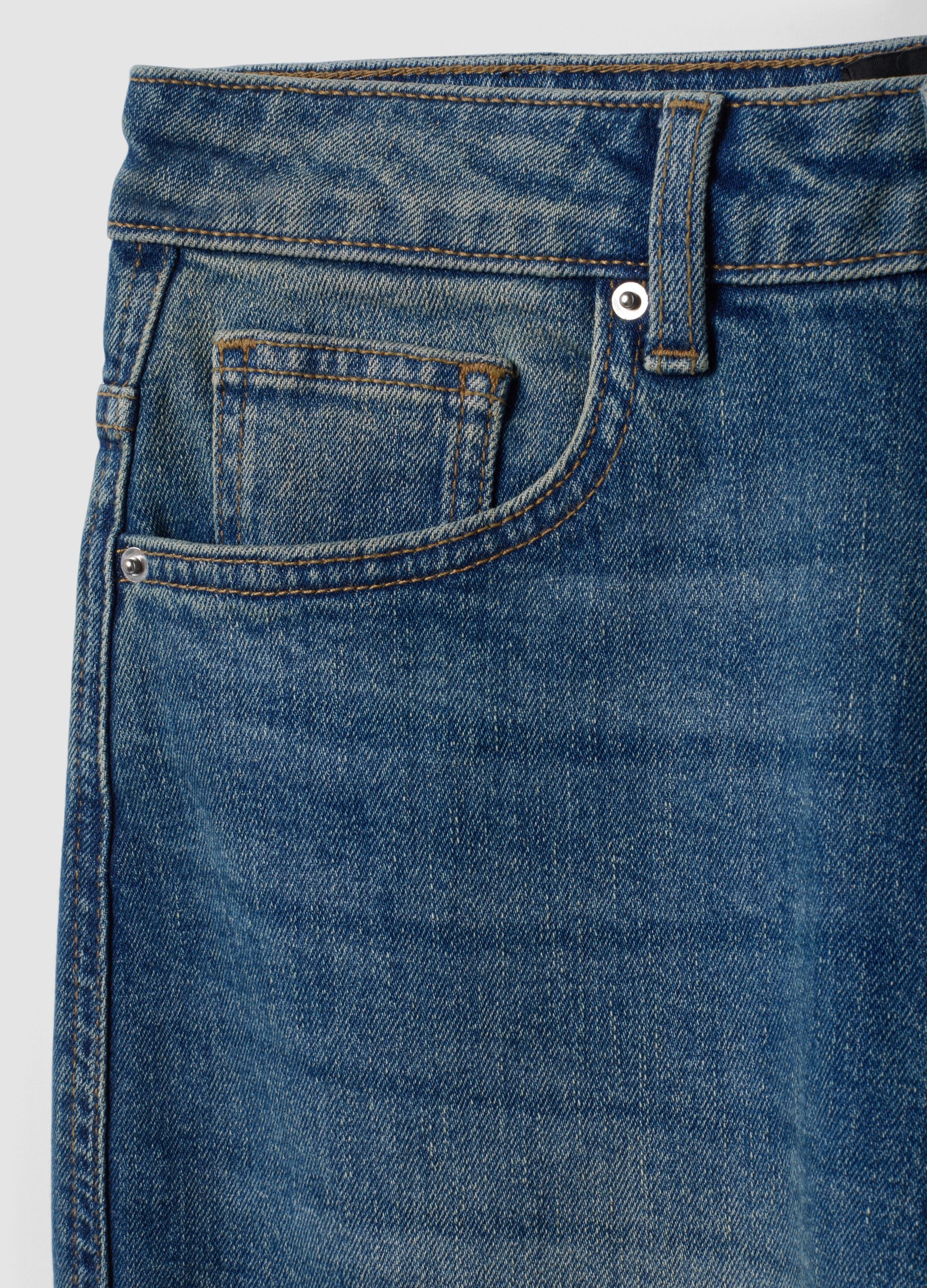 Blue stretch cotton balloon-fit jeans