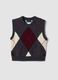 Grey jacquard wool-blend crew-neck gilet, regular fit_0