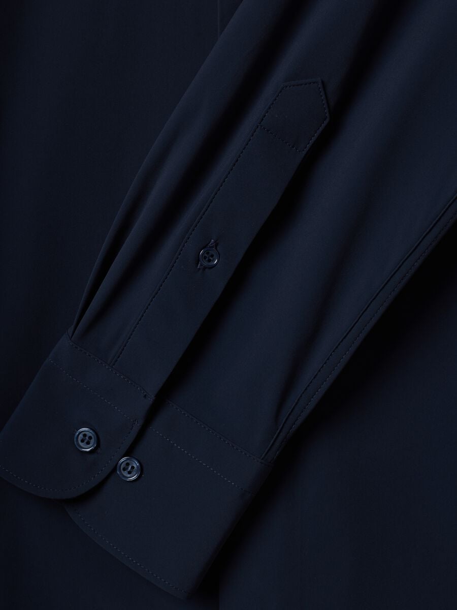 Blue slim-fit shirt in breathable stretch fabric with 4-way stretch_1