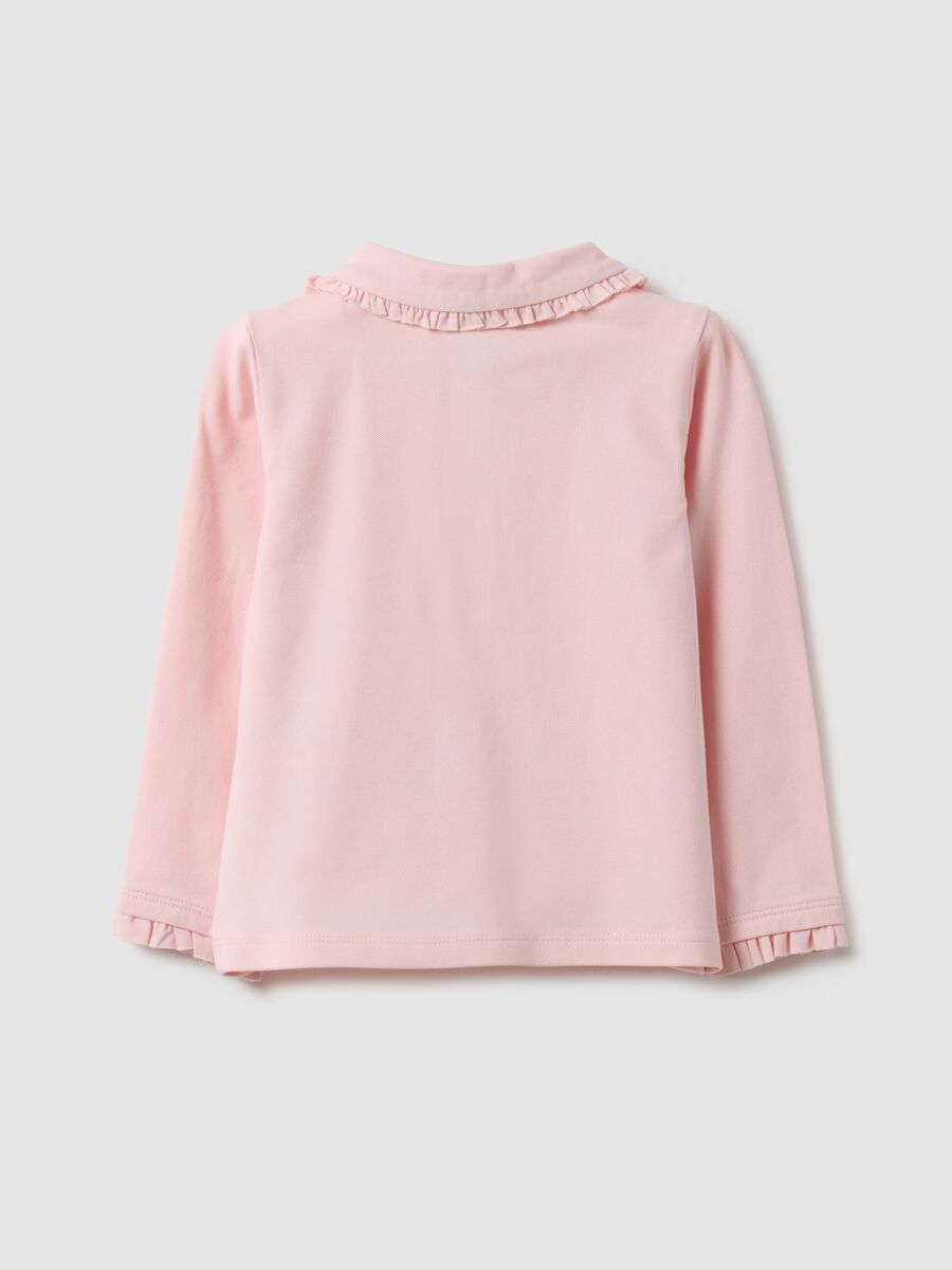 Polo rosa con volant da bimba in cotone elasticizzato regular fit_1