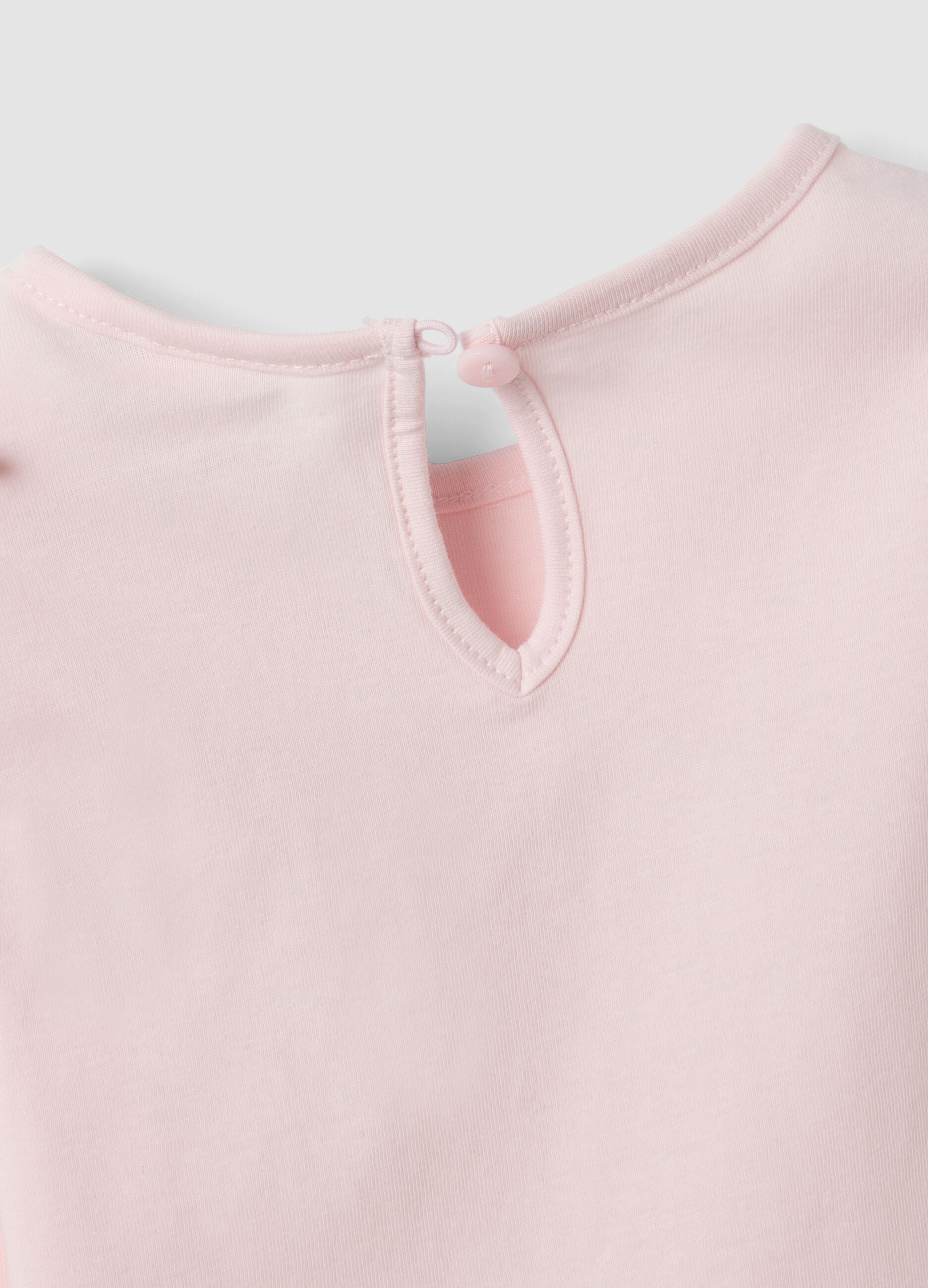 Pink organic cotton T-shirt with teddy bear print for baby girl