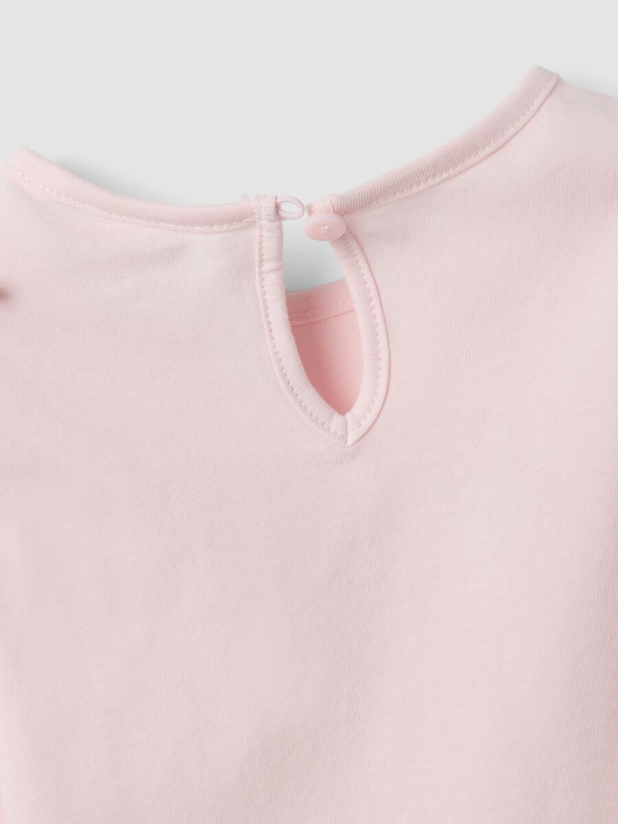Pink organic cotton T-shirt with teddy bear print for baby girl_3