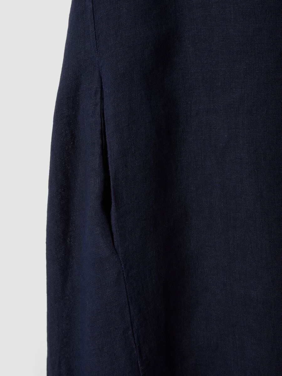 Long blue pure linen dress, regular fit_5