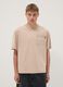 Beige pure cotton T-shirt with chest pocket, regular fit_2