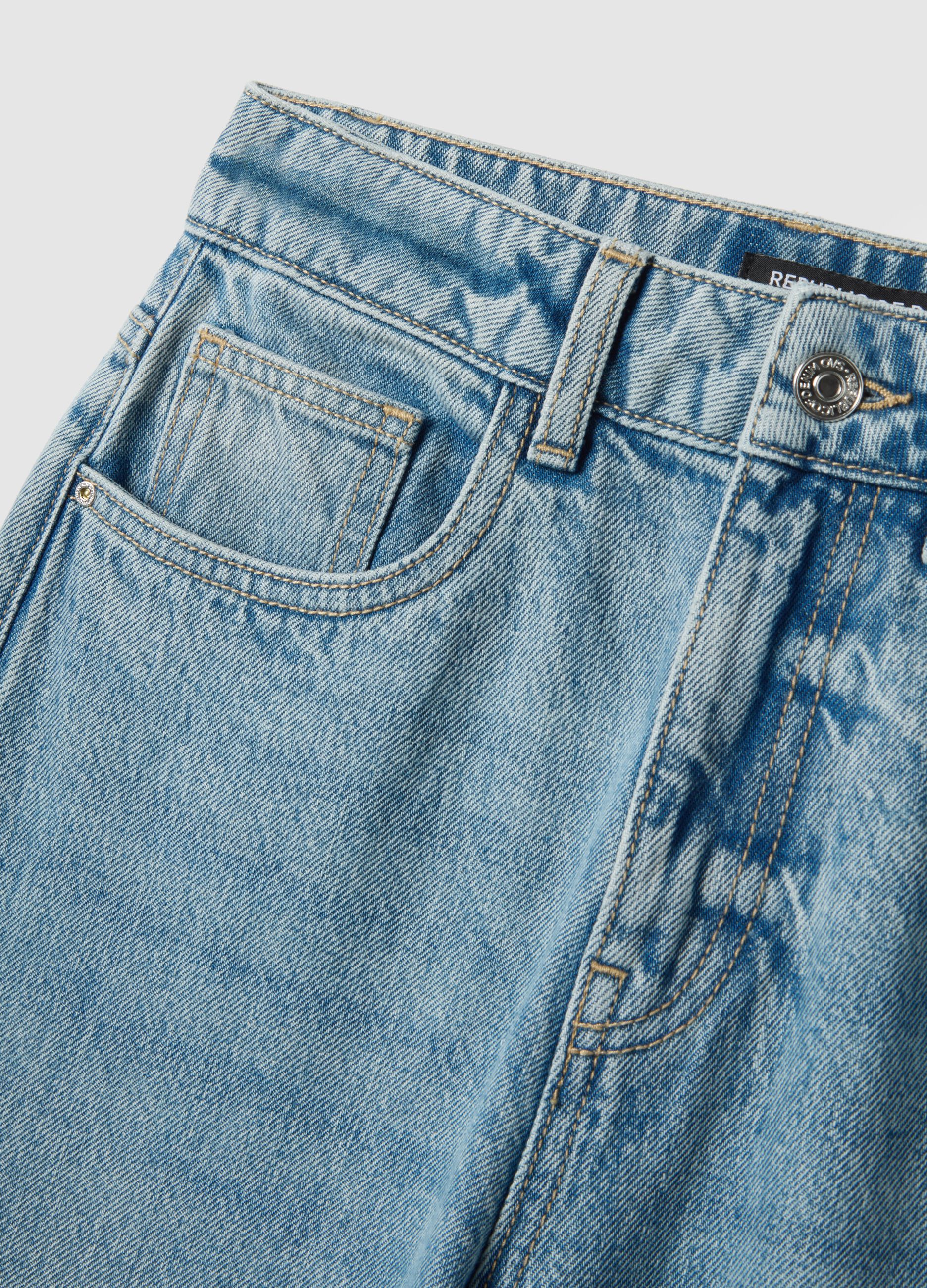 Blue pure cotton straight fit jeans