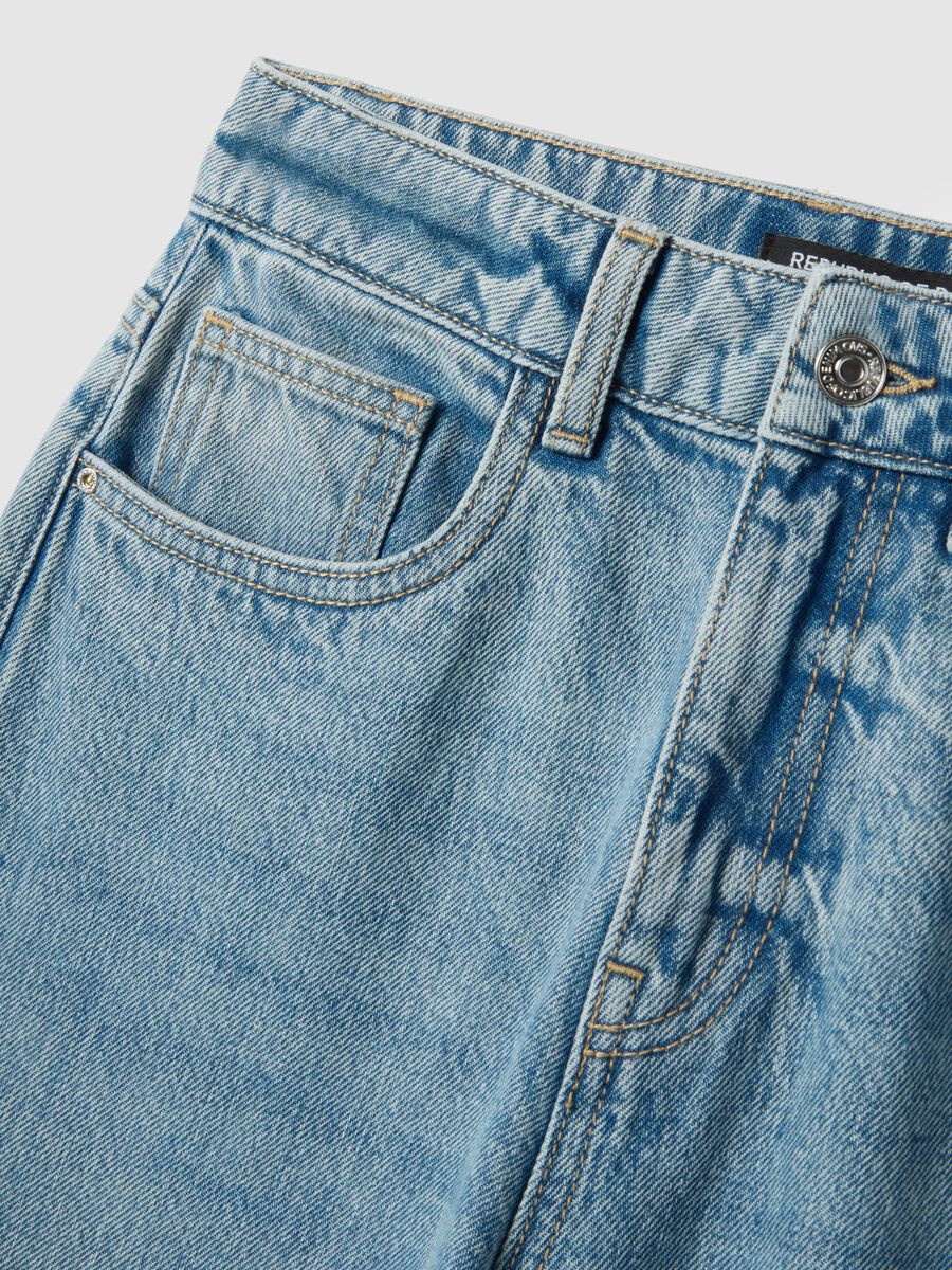 Blue pure cotton straight fit jeans_5
