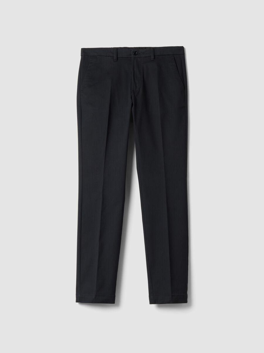 Grey slim-fit stretch twill chino trousers_0