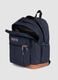 Blue backpack with brown base and external pockets_2