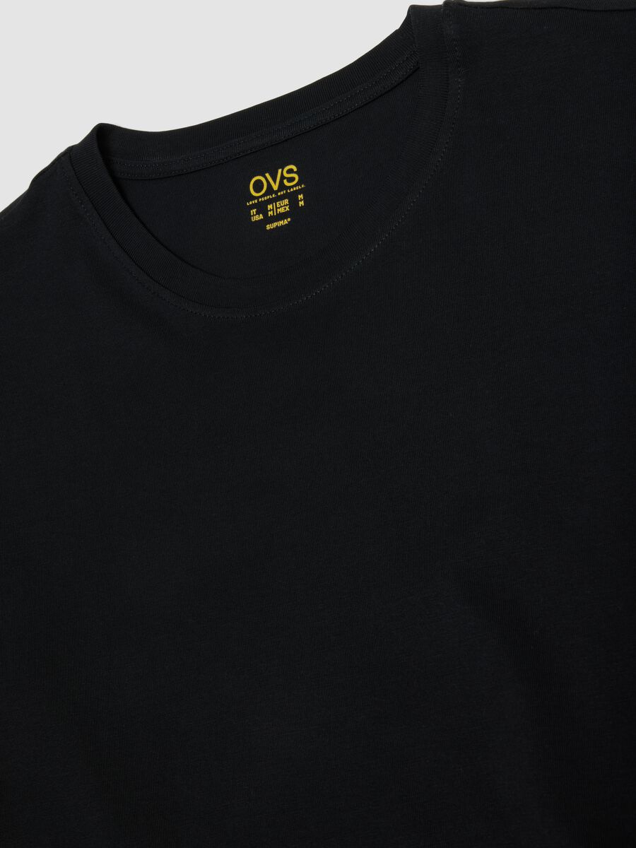 Black crew-neck T-shirt in pure Supima cotton, regular fit_5