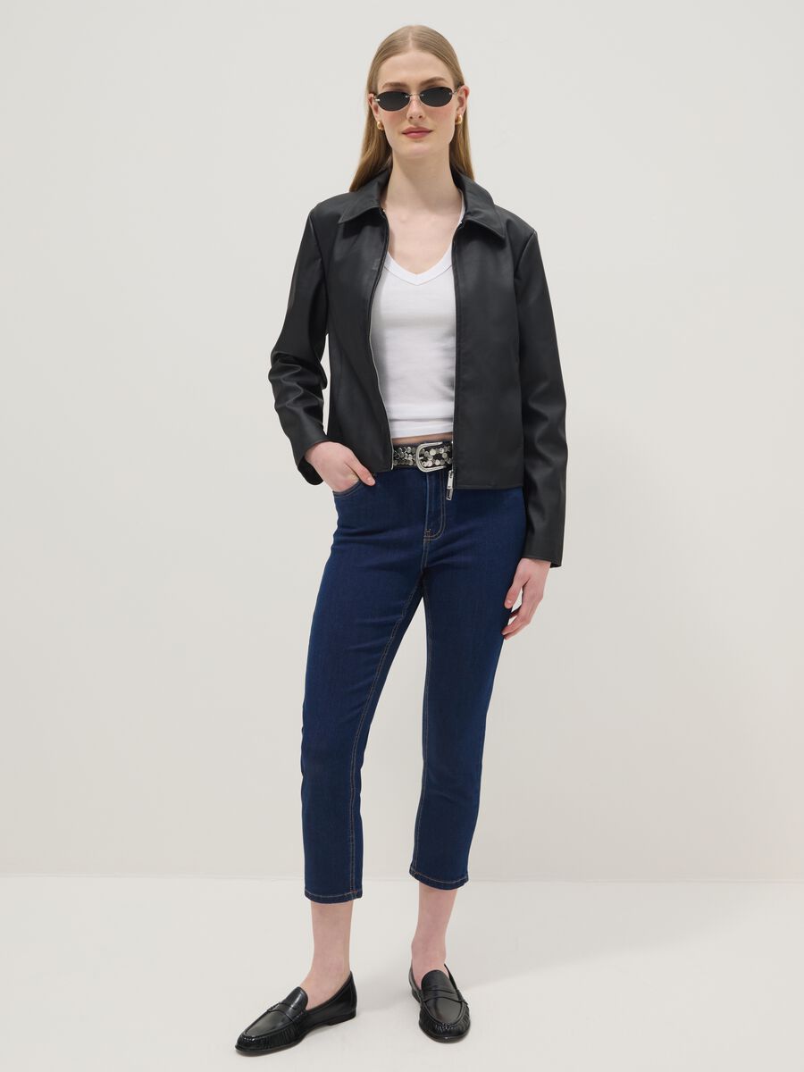 Blue skinny jeans in stretch cotton and viscose_0