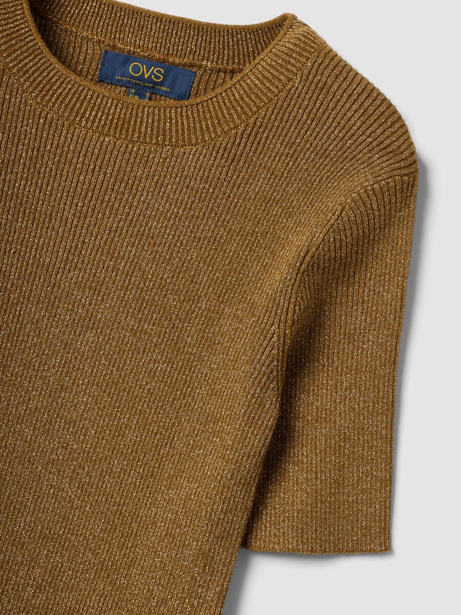 Brown fitted rib-knit viscose blend top_6